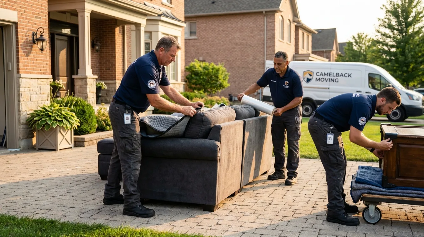 Large estate moving crew wrapping furniture in Sebewaing, MI